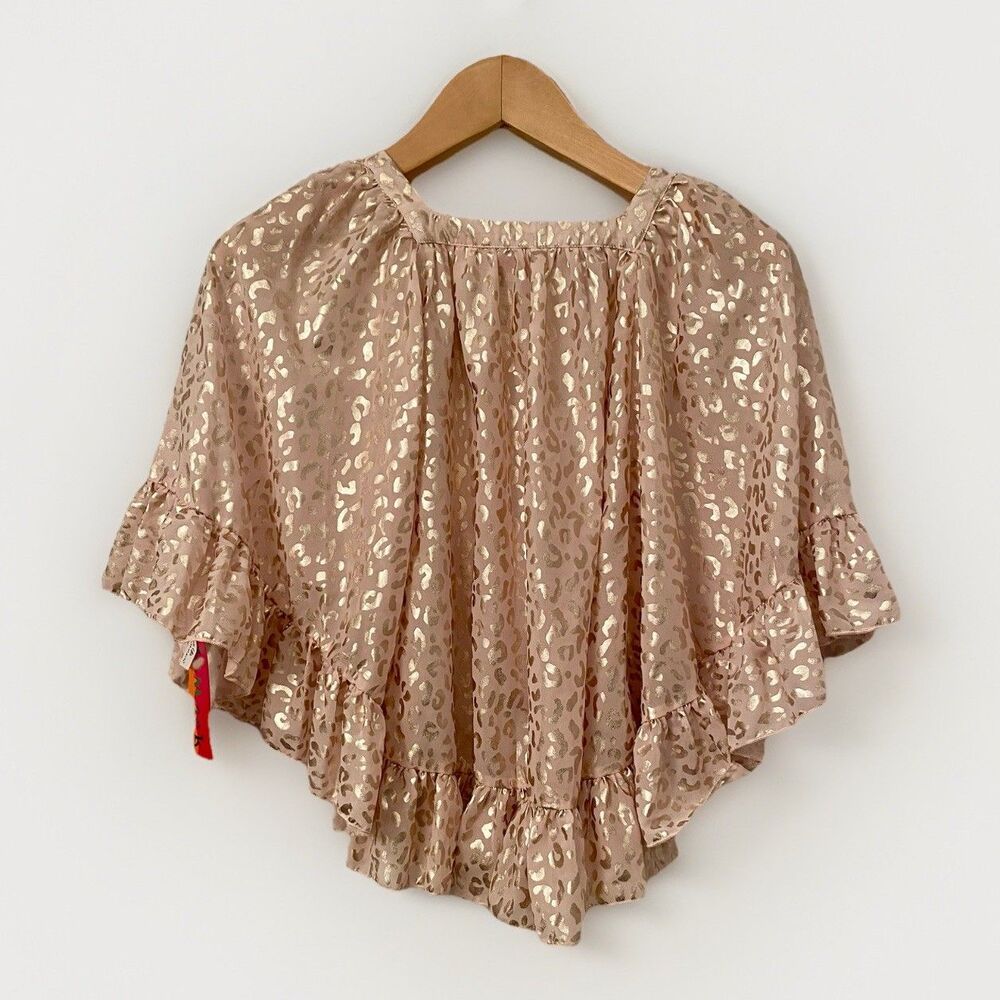 Kate Mack bathing suit cover up Lightweight Pink & Rose Gold Kaftan girls NWT 10